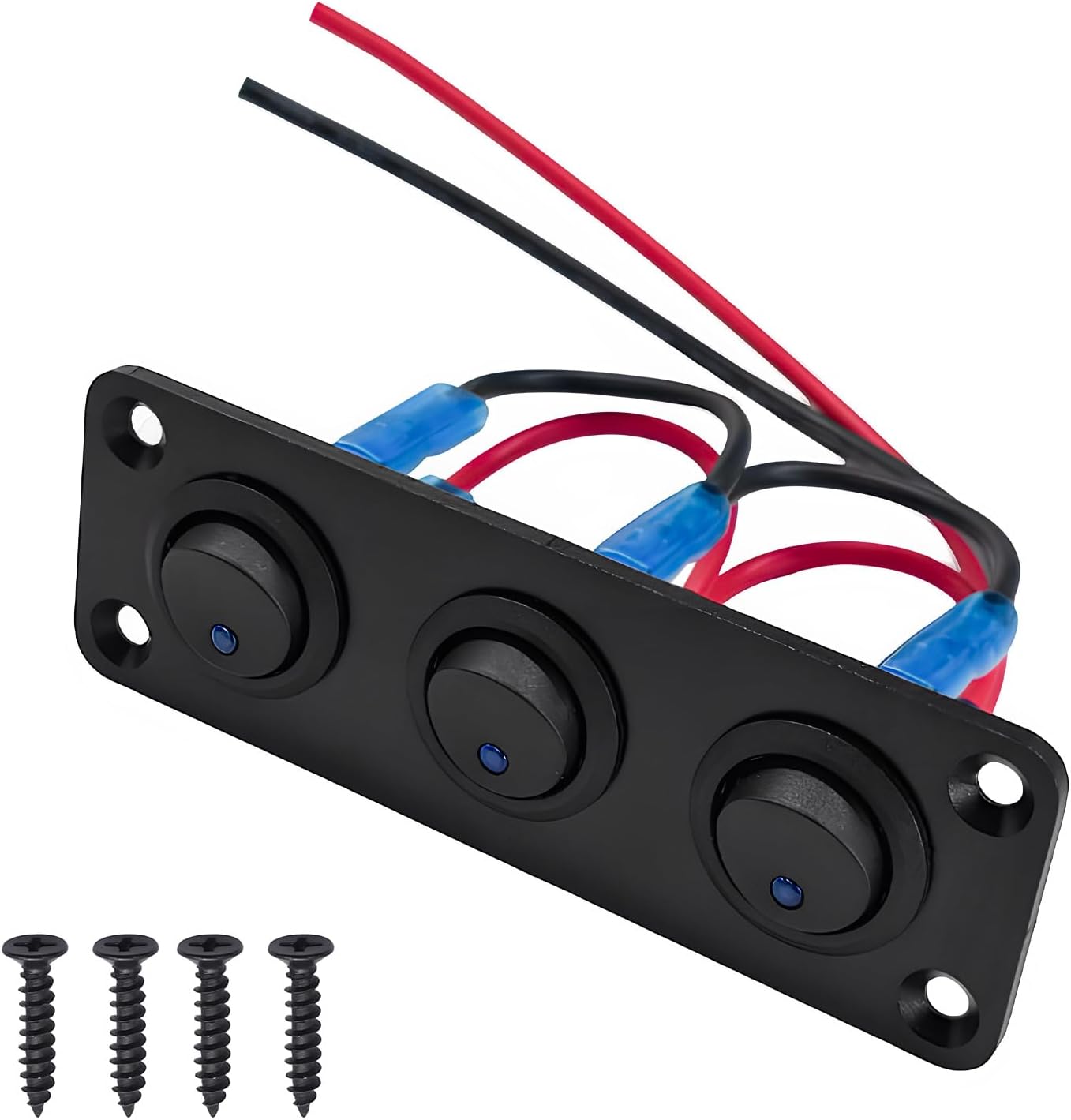 Panel interruptor basculante 3 bandas LED azul DC 12V 20A