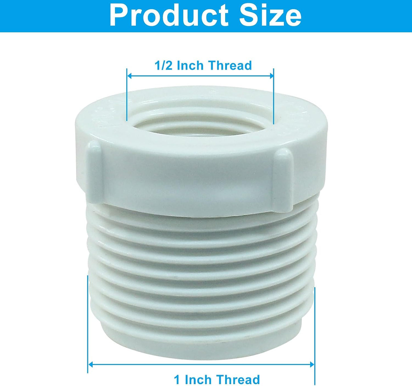 10 Bujes Reductores PVC 1x1/2 pulg color blanco