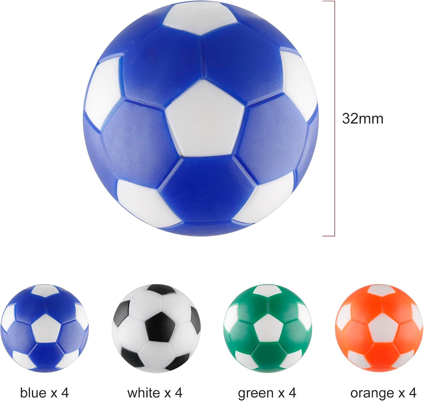 Pelotas futbolín 1.28pulg 16uds multicolor oficial
