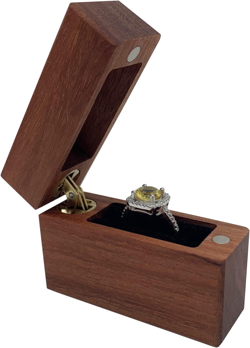 Caja anillo madera maciza grande rojo para boda