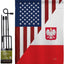 Set bandera amistad Polonia EE.UU. con soporte decorativo