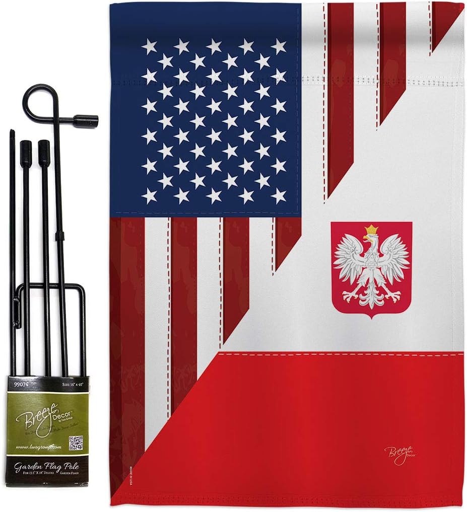 Set bandera amistad Polonia EE.UU. con soporte decorativo