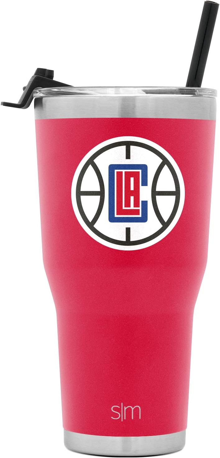 Vaso NBA acero inox con popote 770ml tapa abatible