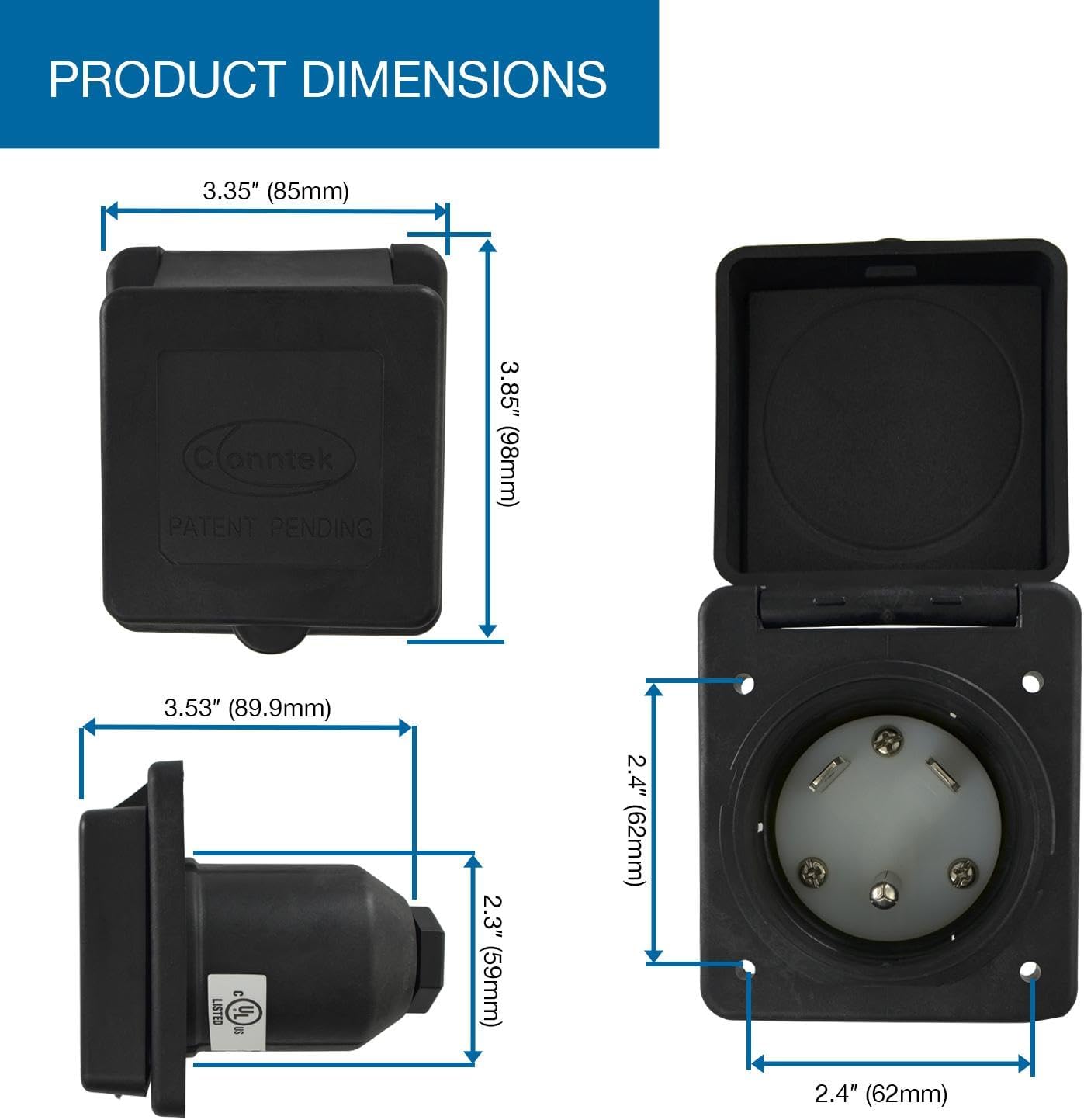 Cubierta Inlet 30A Squire Negro RV/Marine