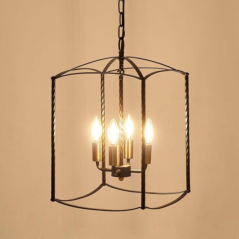 Lámpara colgante 4 luces estilo granja industrial base