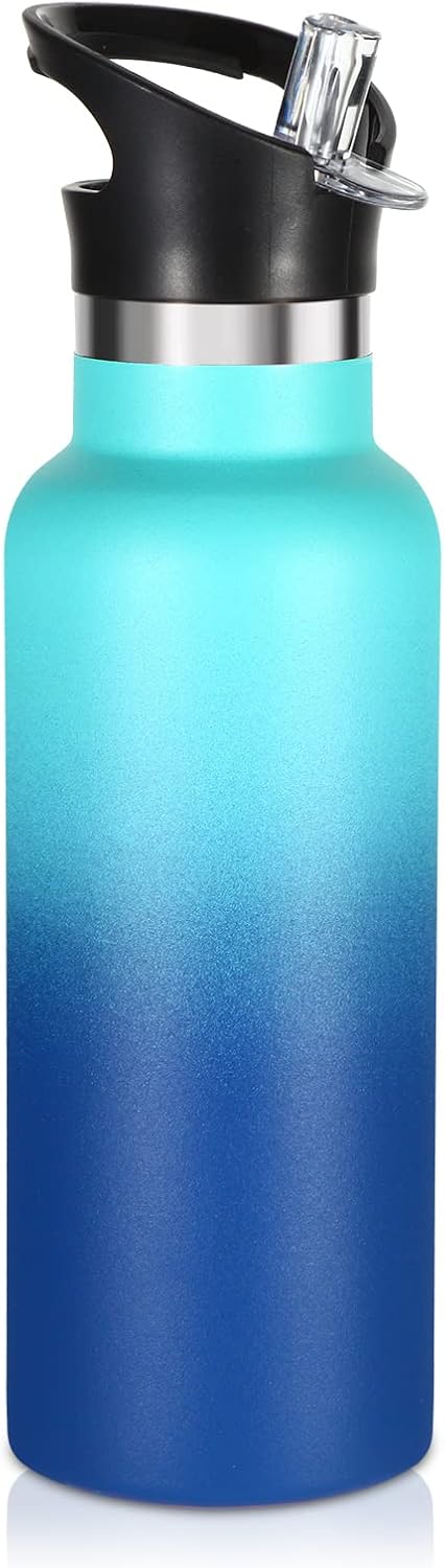 Botella agua acero inox 17oz con pajilla para niños