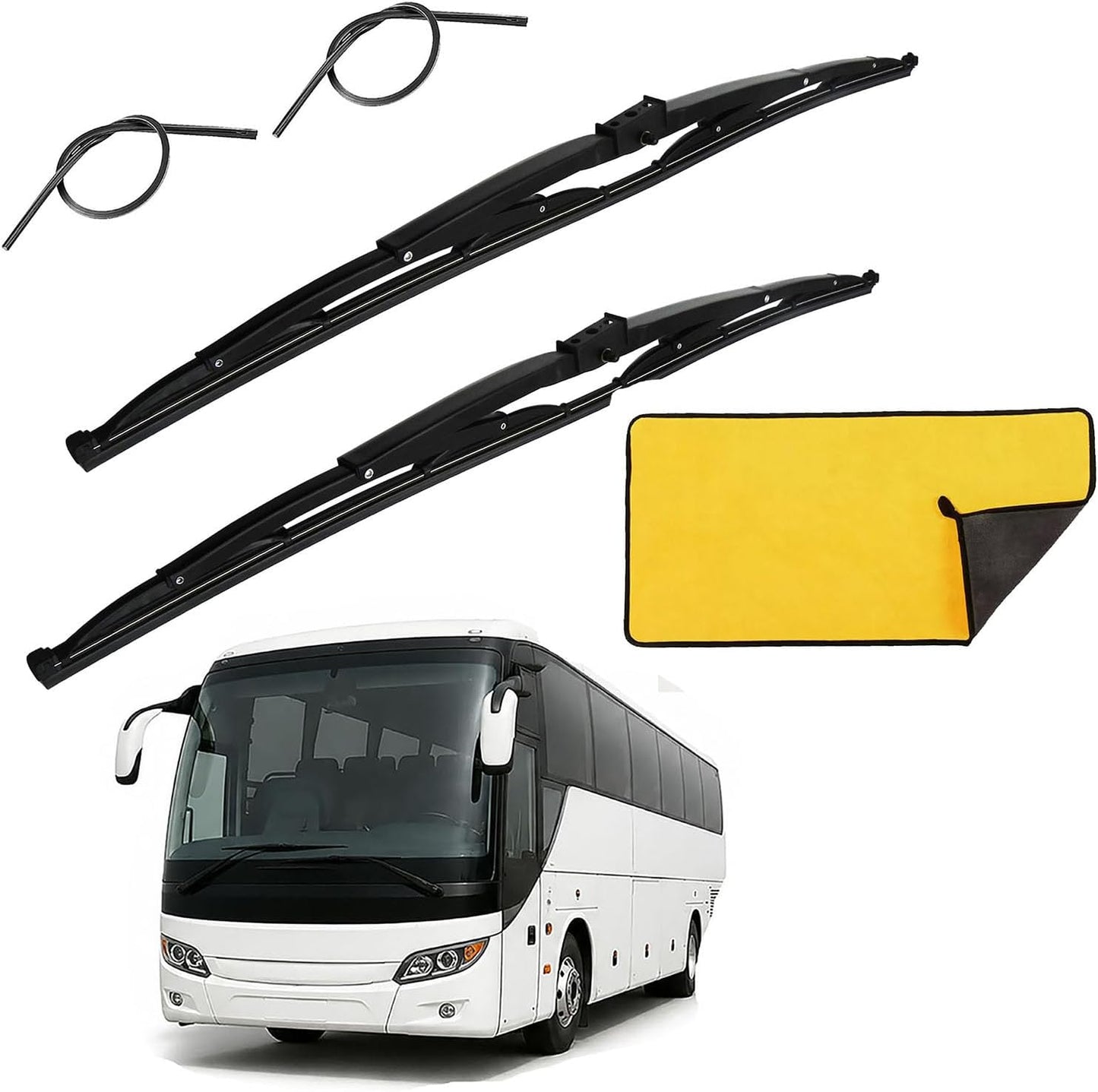 2 Limpiaparabrisas 36" para RV y autobús con goma y toalla
