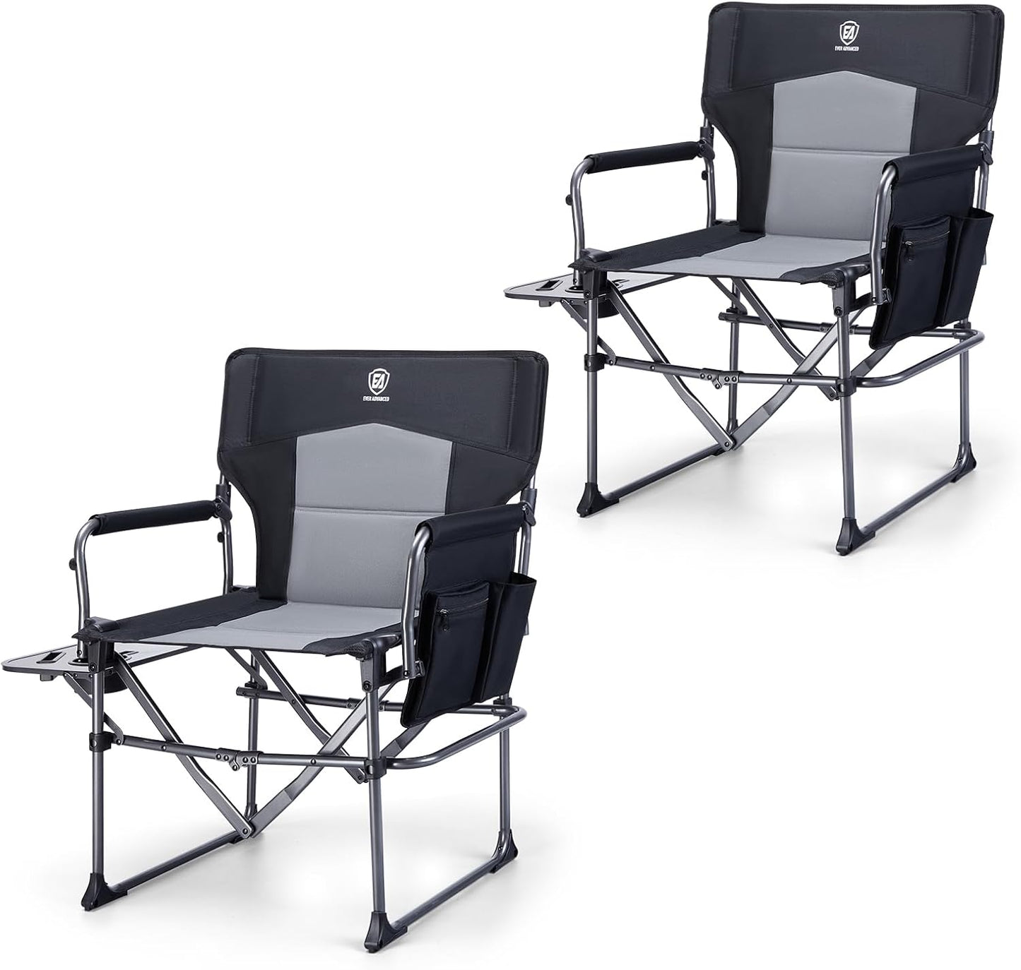 Silla director camping plegable con mesa lateral 400lb negro