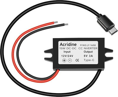 Adaptador USB C 12/24V a 5V 3A 15W impermeable para Raspberry Pi 4