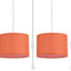 2 Lámparas colgantes con enchufe 15ft interruptor tela naranja