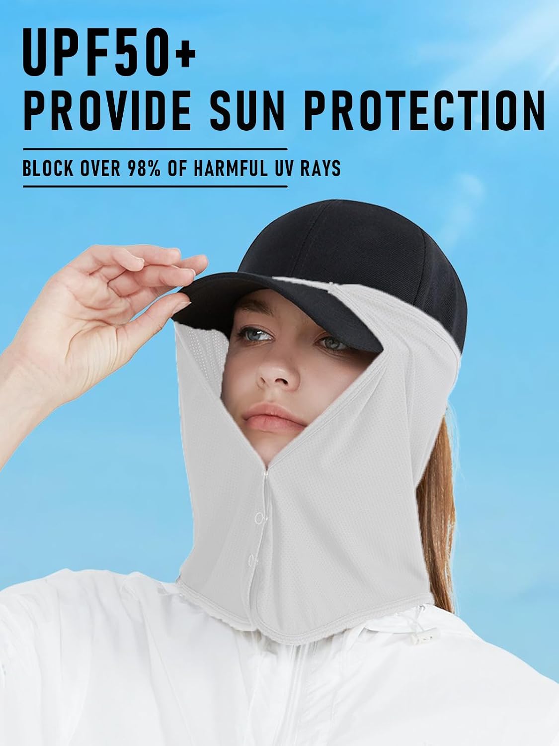 Cubierta cuello sombrero protección solar UPF 50