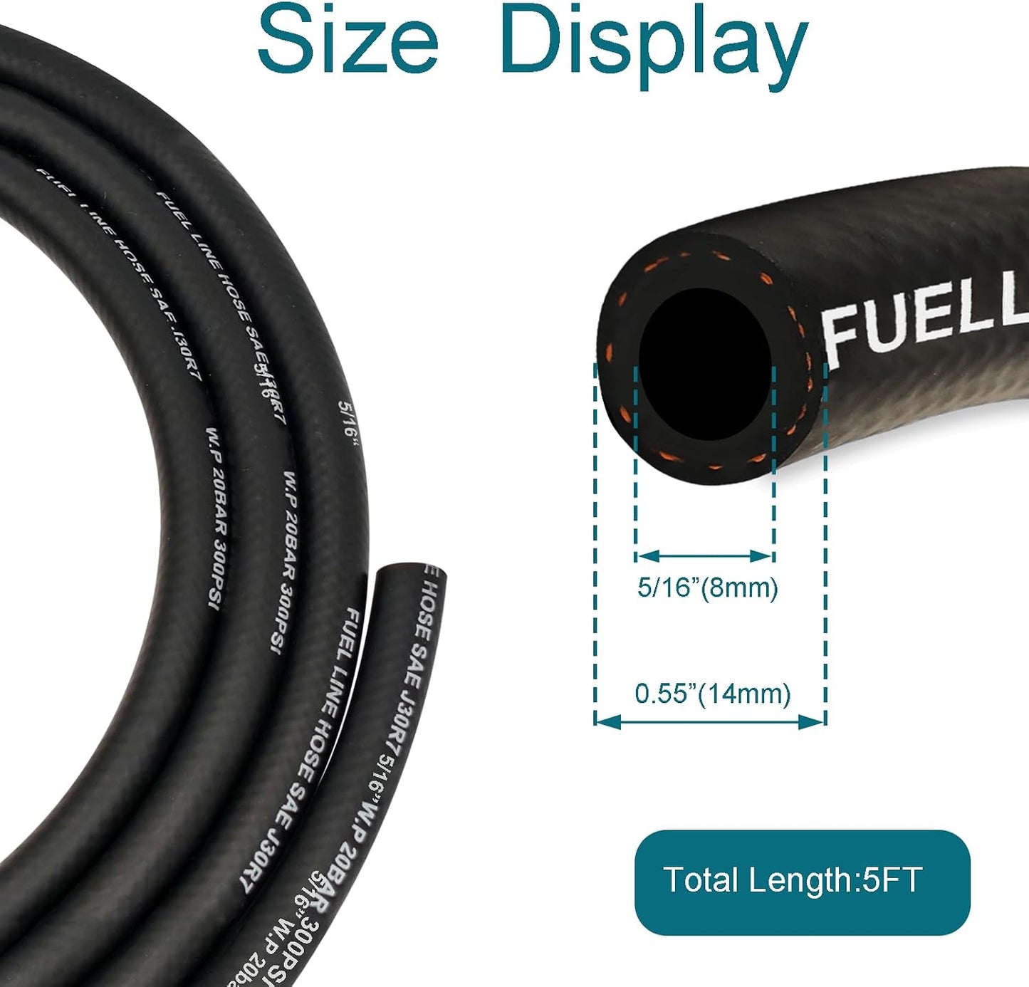 Manguera combustible 5/16pulg ID 5ft J30R7 NBR
