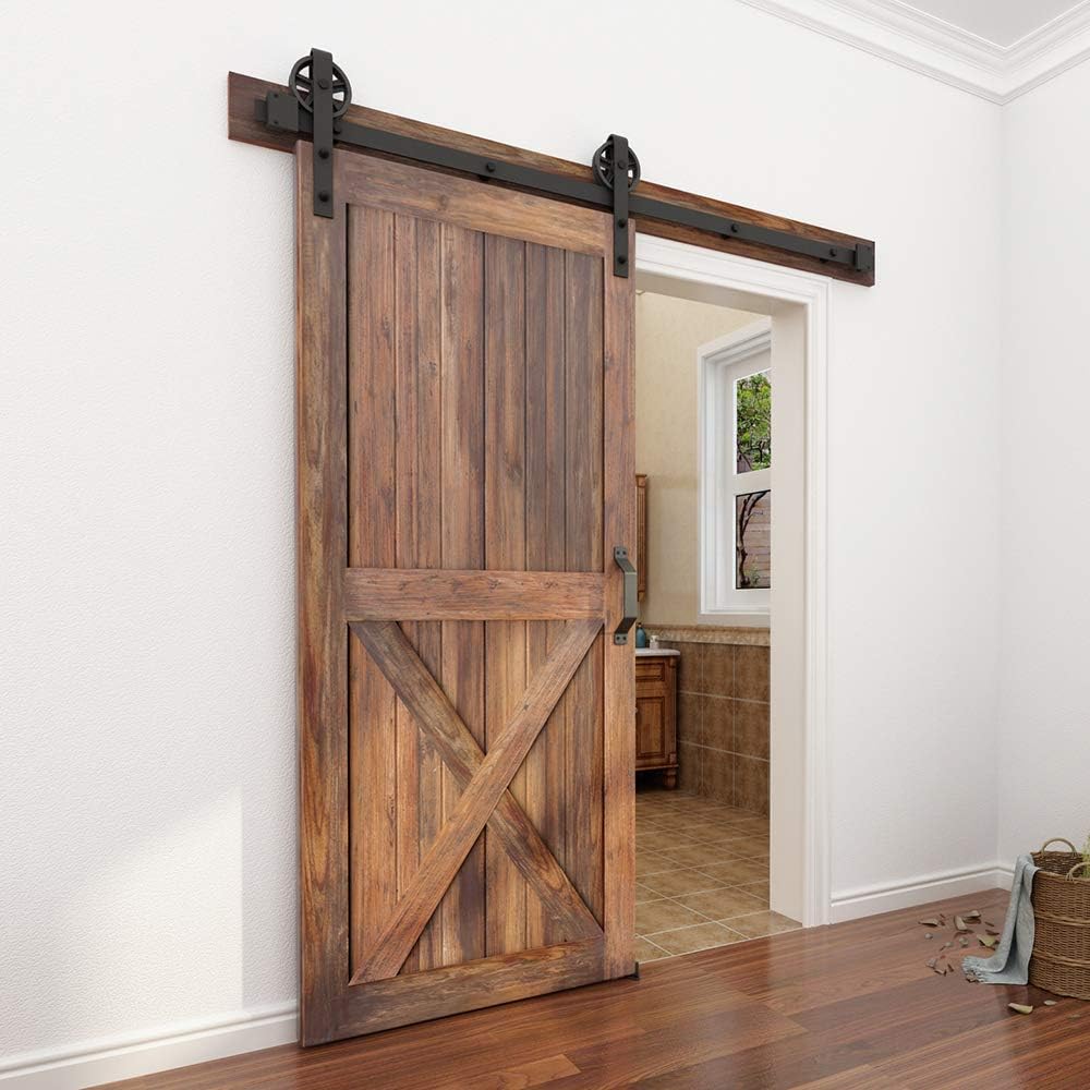 Kit herrajes puerta corrediza madera estilo establo negro