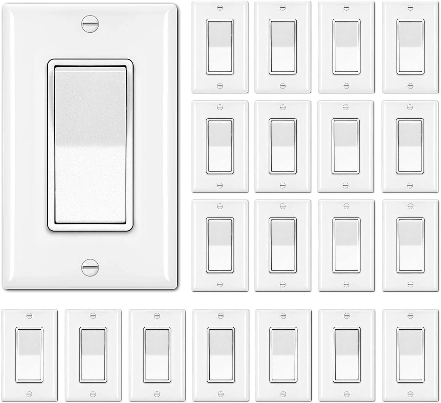 20 Interruptores Pared 120/277V Placa Blanca Cert UL