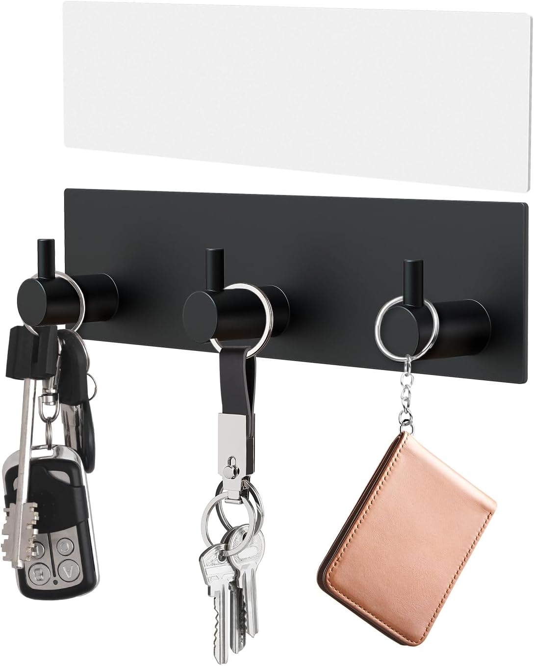 Soporte llaves pared autoadhesivo 3 ganchos sin perforar