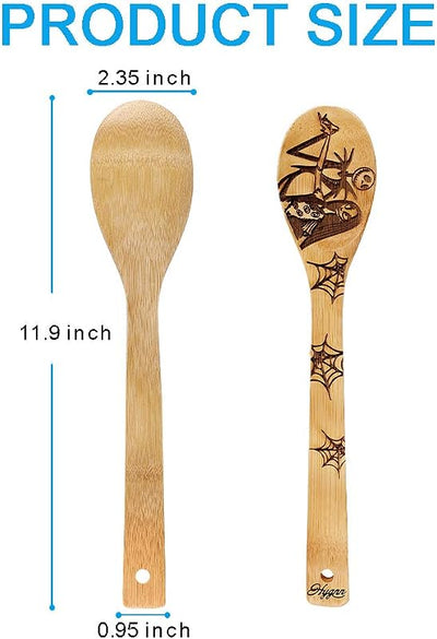 Juego 5 cucharas madera quemada cocina regalo