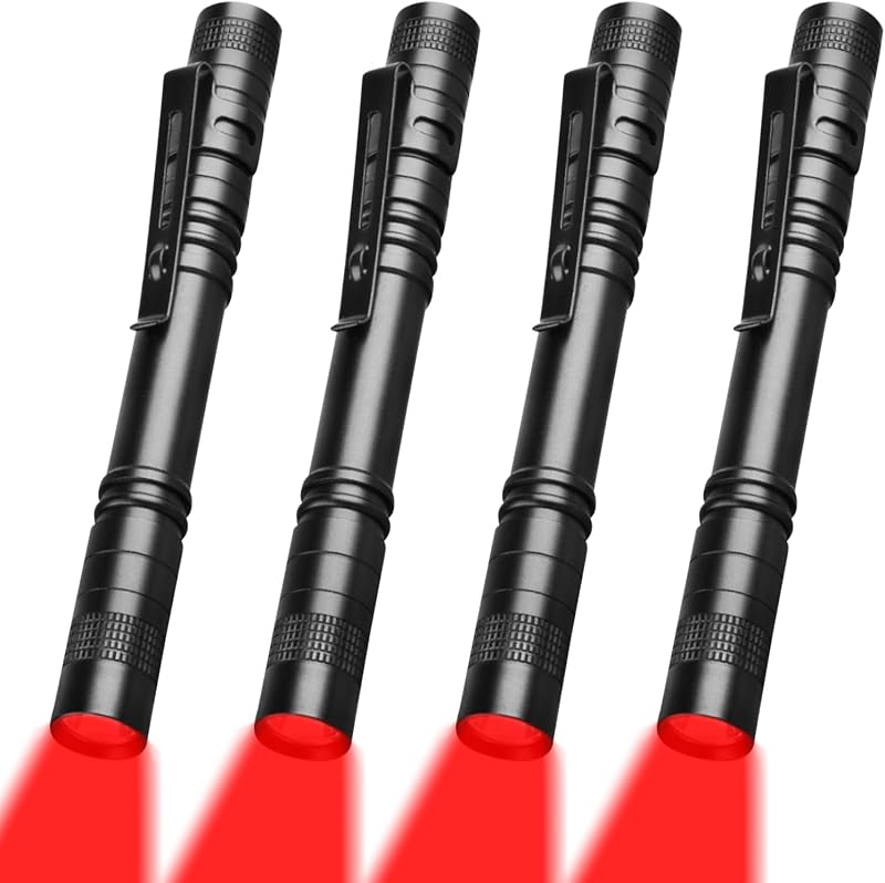 Linterna LED roja aluminio negro para astronomía y aire libre