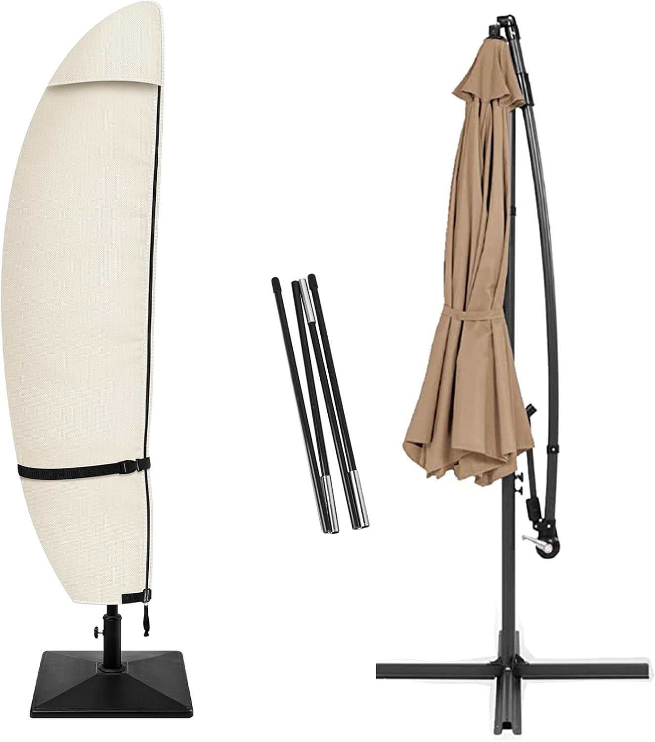 Funda sombrilla patio impermeable 7.5-11.5pulg beige