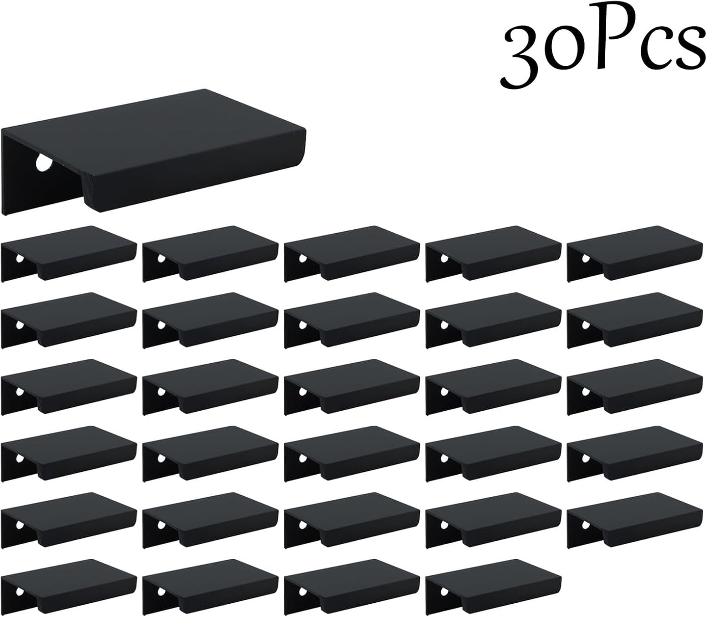 Tiradores dedo negro 1.97pulg gabinete 30pzas aluminio