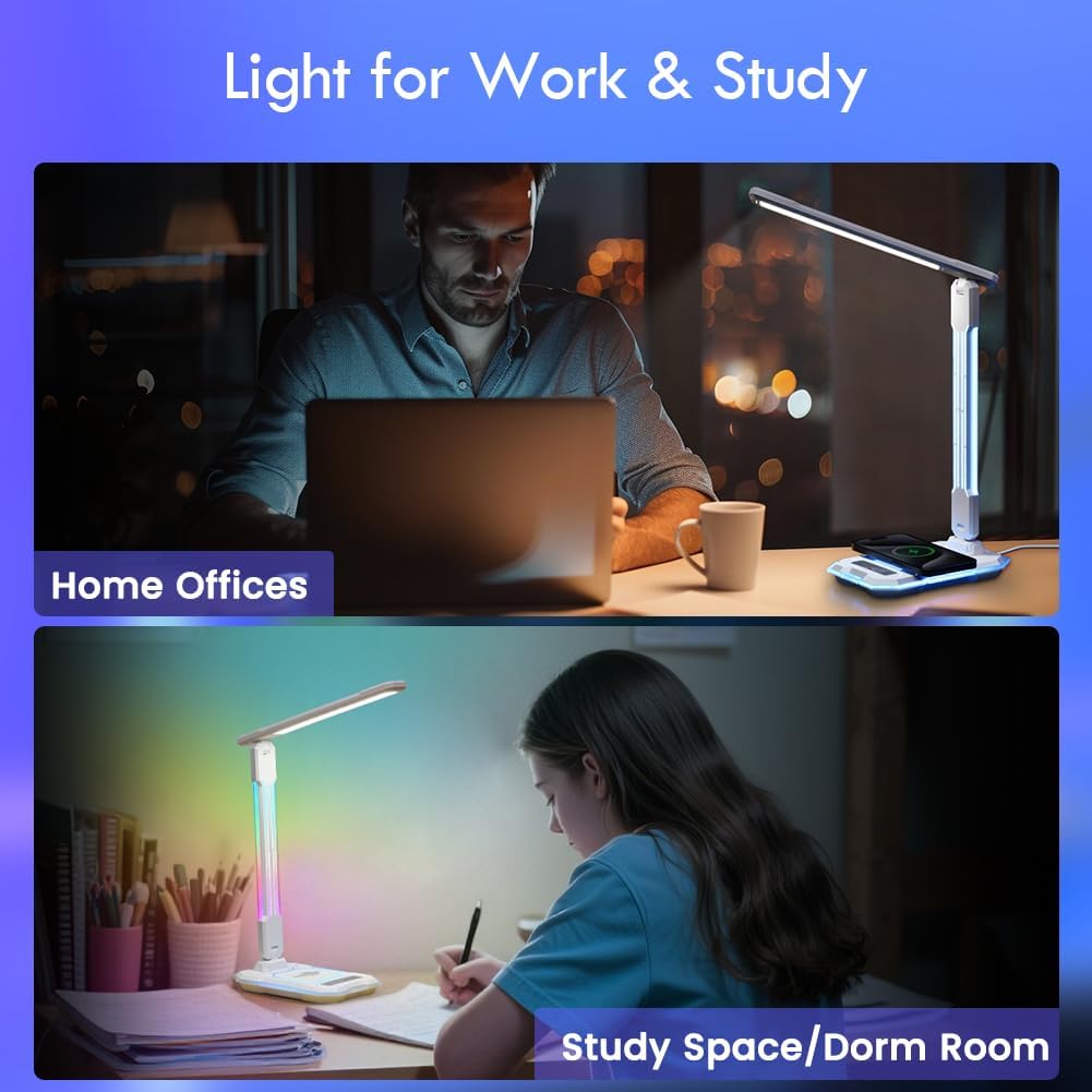 Lámpara escritorio RGB con carga inalámbrica y control táctil