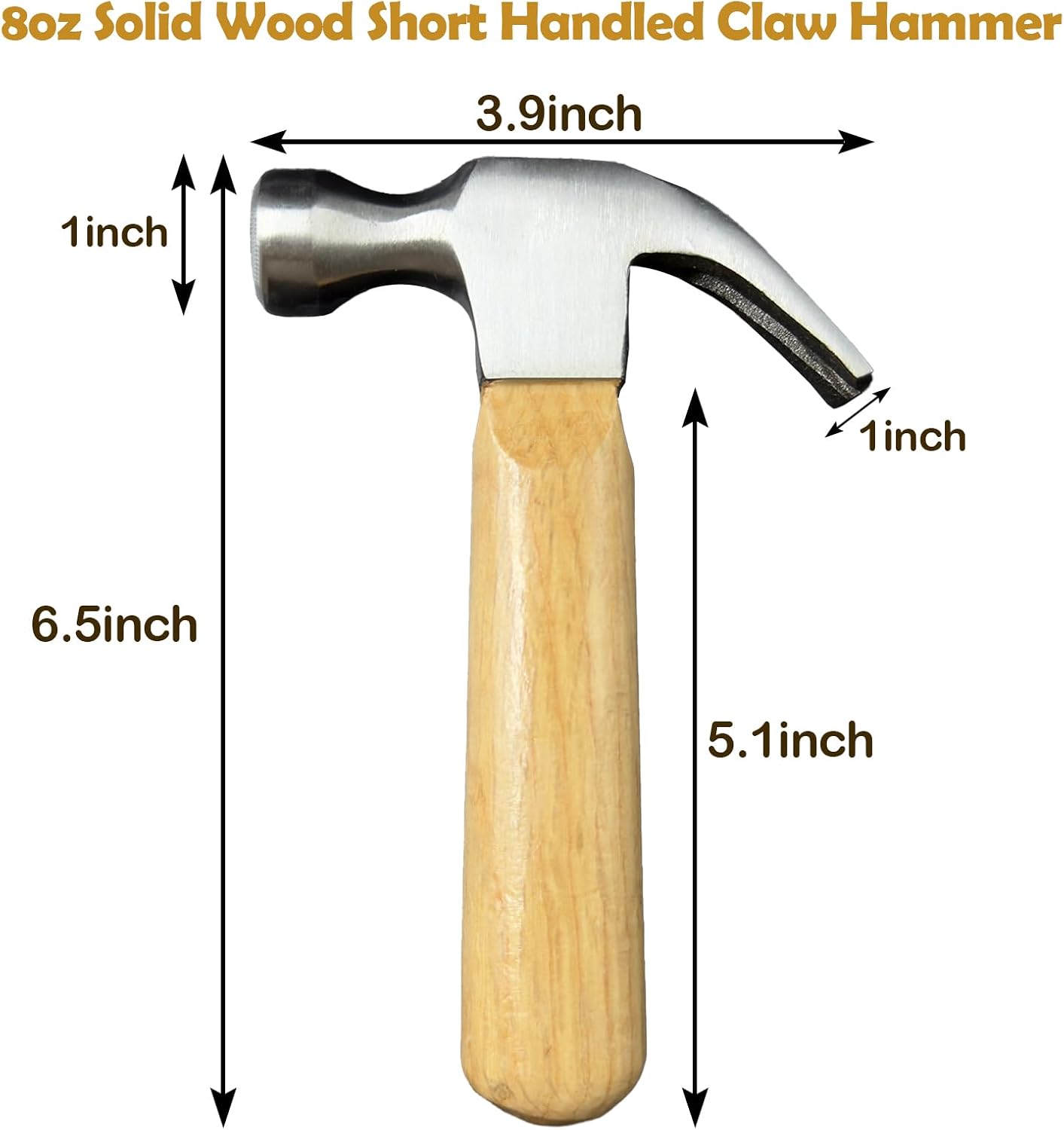 Mini martillo garra mango corto madera 8oz
