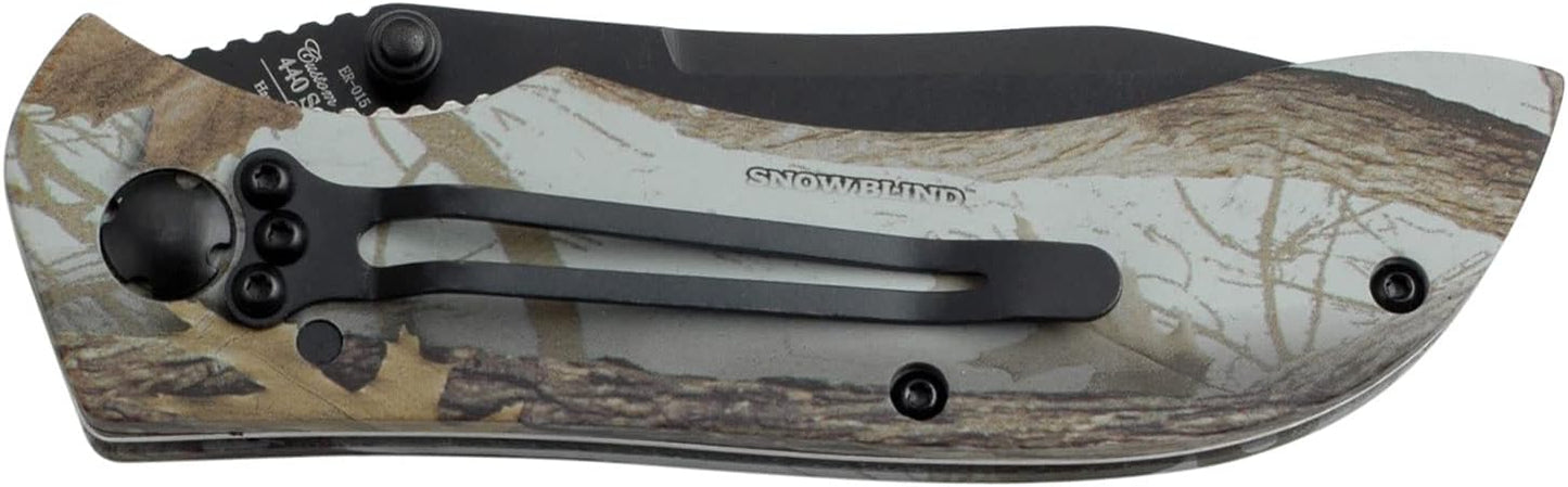 Cuchillo plegable acero inox 3.12" mango aluminio camuflaje
