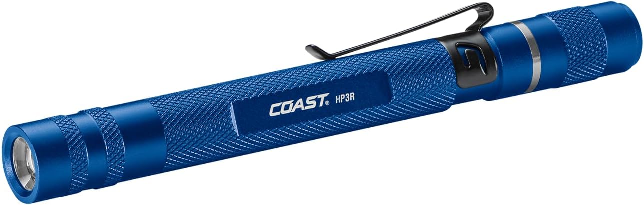 Linterna LED recargable 500 lúmenes foco giratorio azul