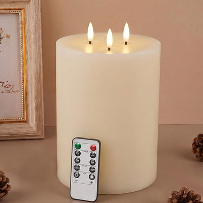 Velas LED sin llama 6x8 marfil con control y temporizador
