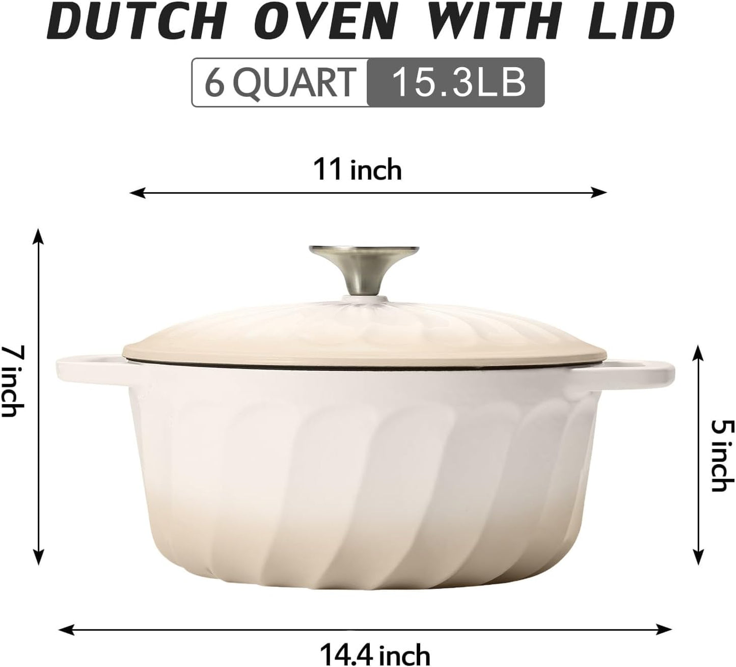 Horno holandés hierro fundido esmaltado 6qt asas dobles