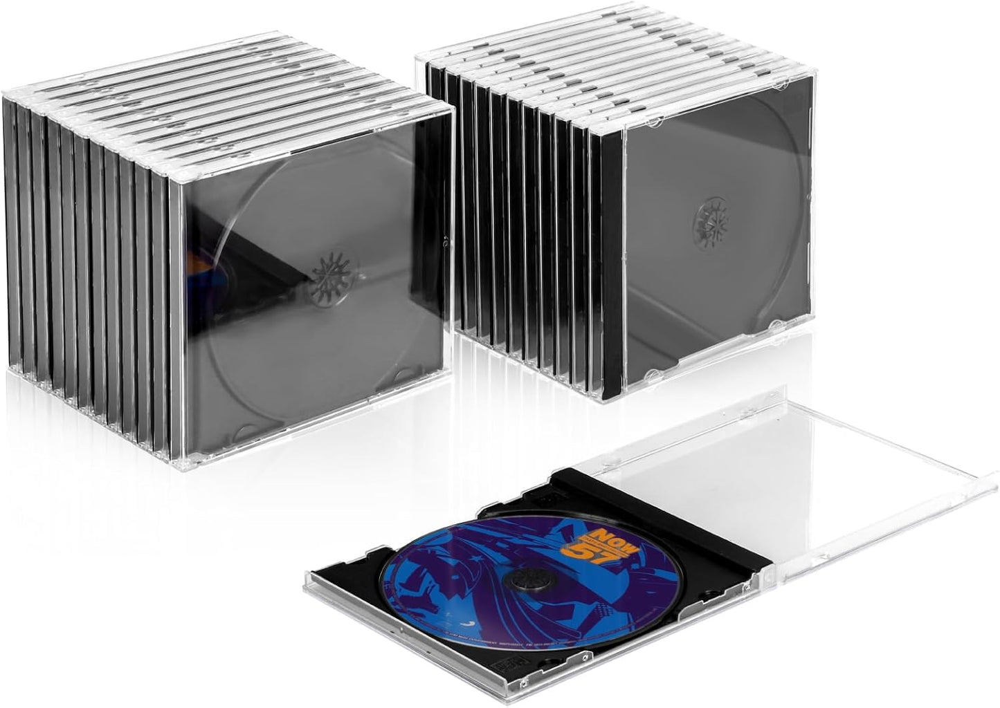 Estuche CD transparente con bandeja negra 25uds