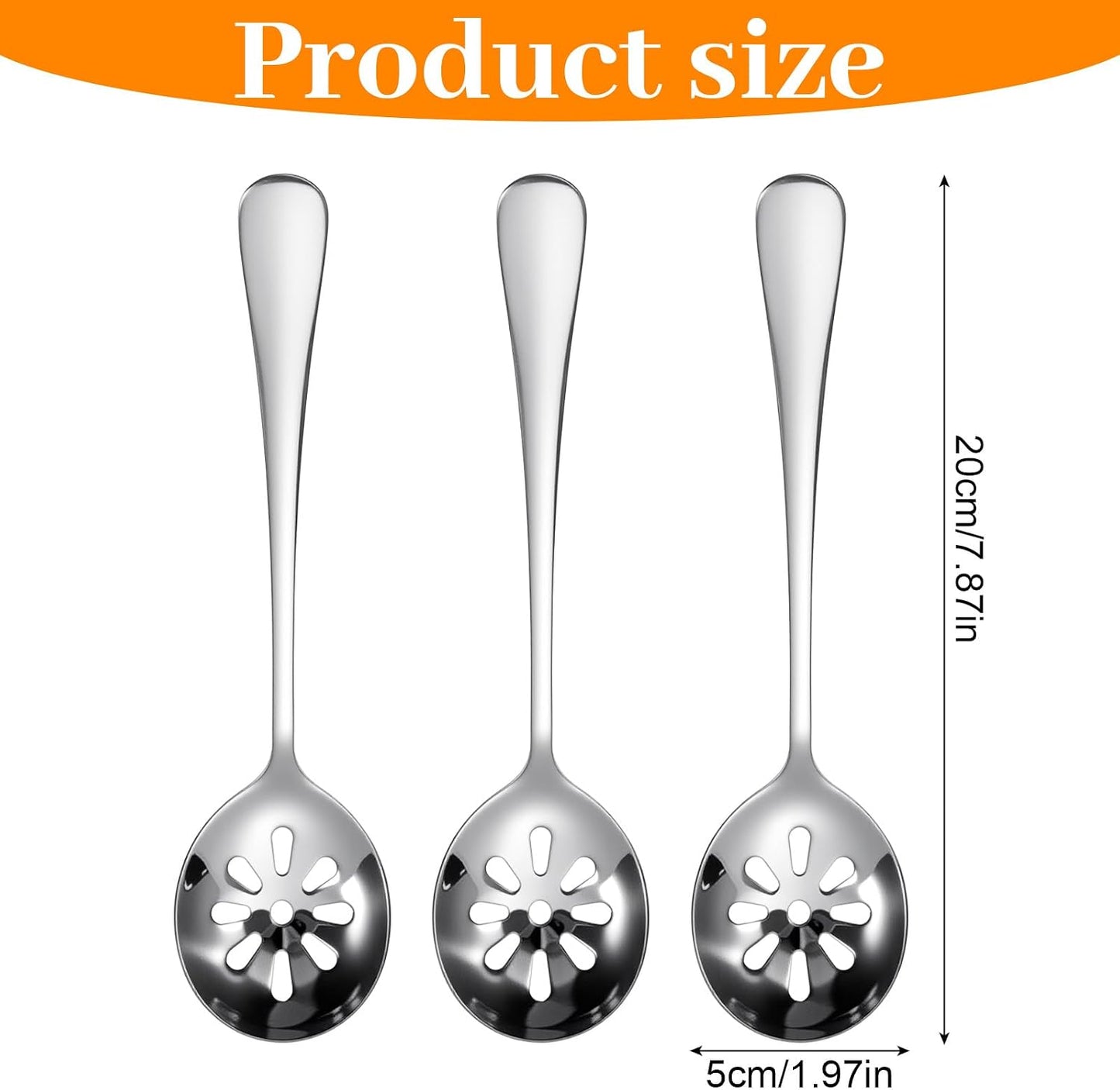 3 Cucharas Acero Inox Ranuradas 7.8pulg para Bufé