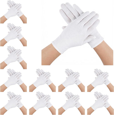 12 Pzas Guantes Algodón Blanco para Hidratación y Trabajo
