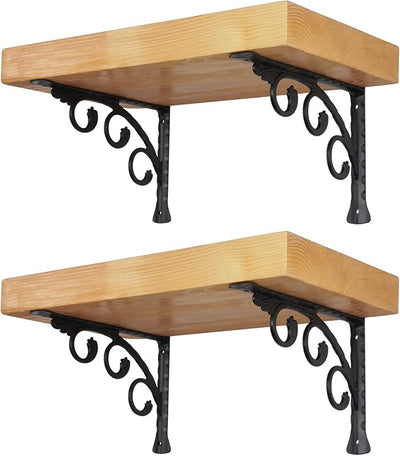 Soportes L para estante 6pulg negro montaje pared