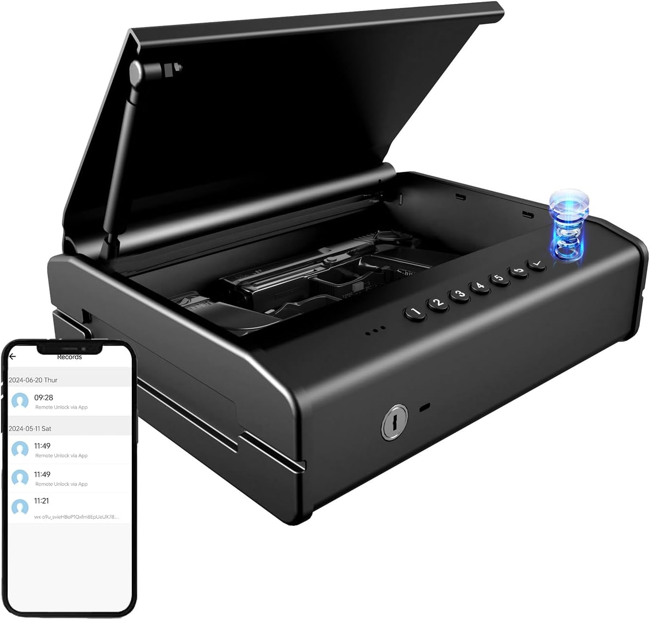 Caja fuerte biométrica para coche con huella y código