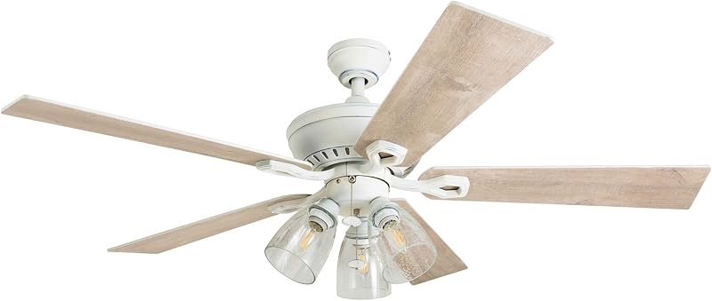 Ventilador techo LED 52pulg aspas doble motor blanco