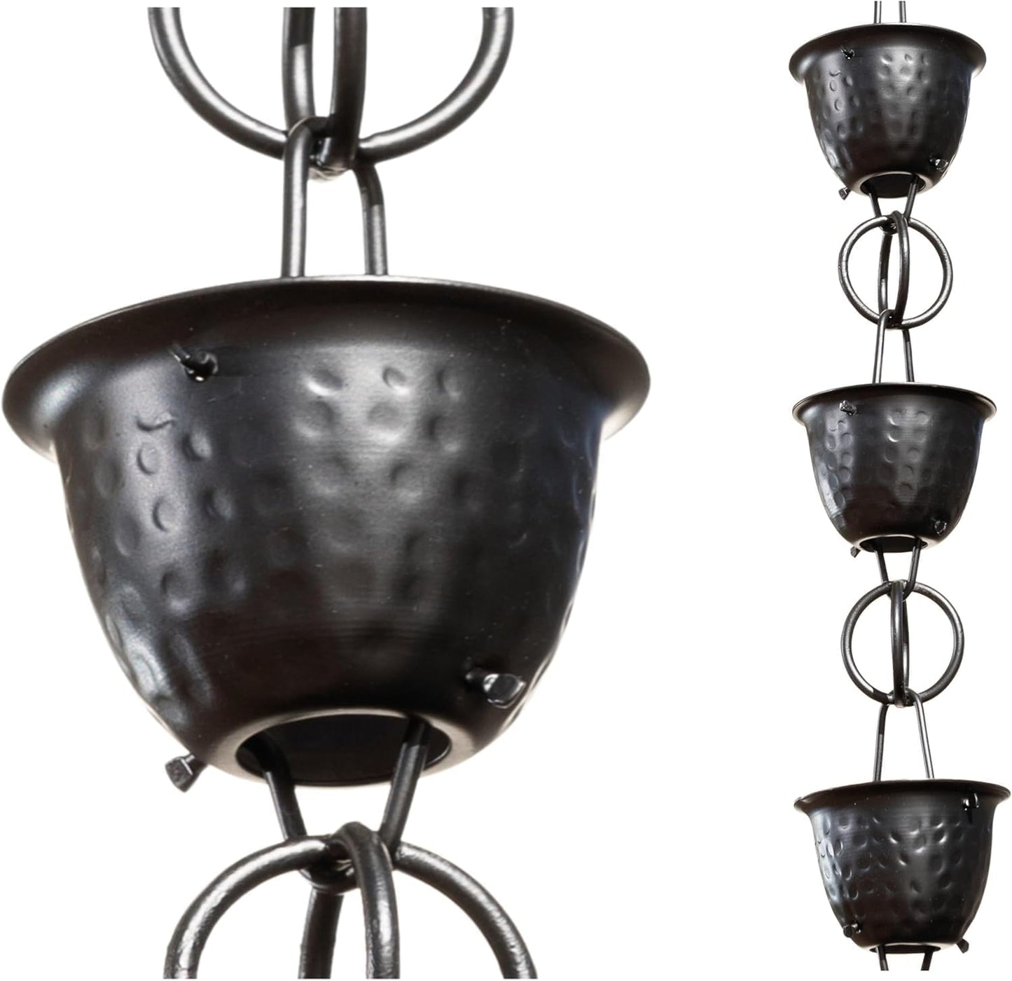 Cadena lluvia aluminio negra martillada 8.5ft exterior