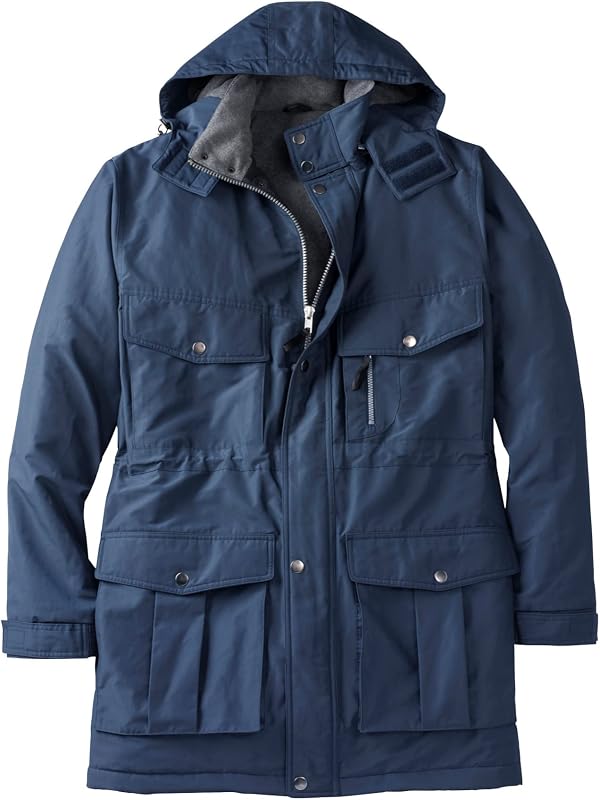Parka hombre gran tamaño forro polar 6 bolsillos
