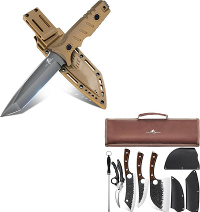 Set Cuchillos Carnicero con Cuchillo Supervivencia Espiga Completa