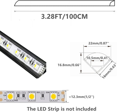 Difusor LED forma V negro 10pzas aluminio cubierta esmerilada
