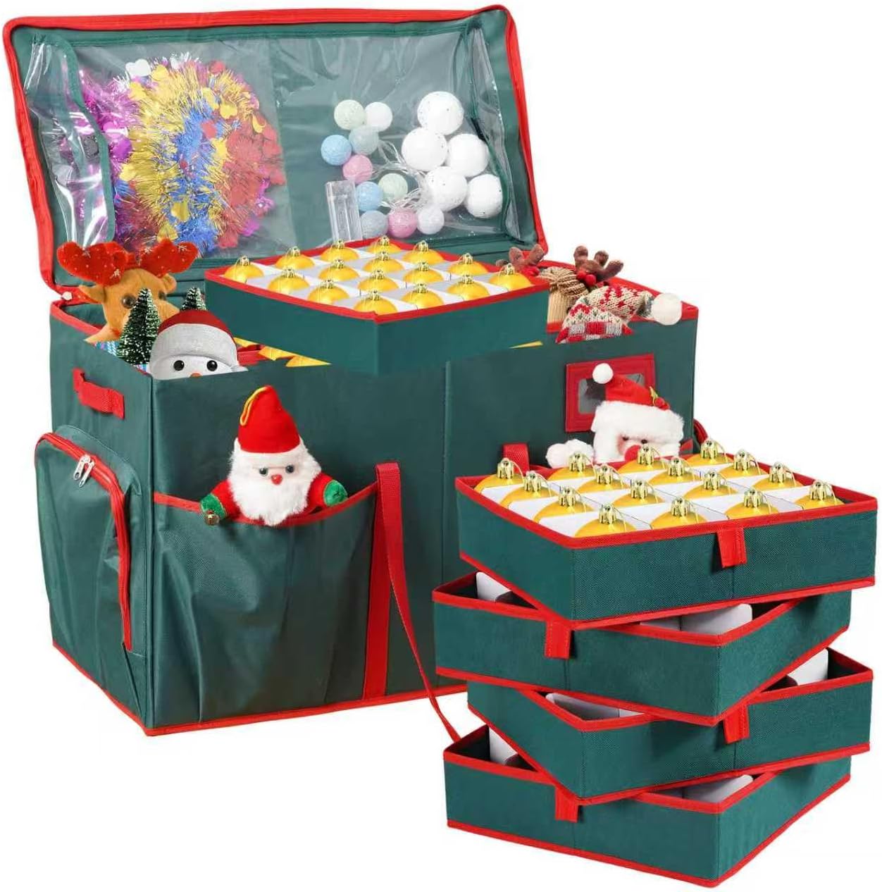 Caja almacenamiento adornos Navidad 2en1 5 bandejas