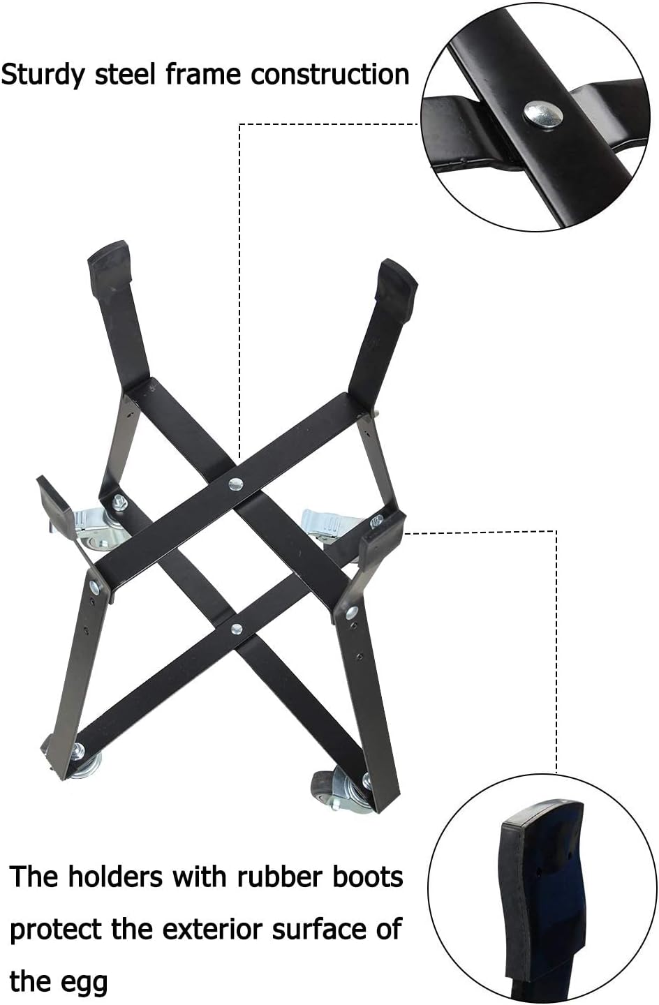 Carrito rodante para Big Green Egg acero resistente