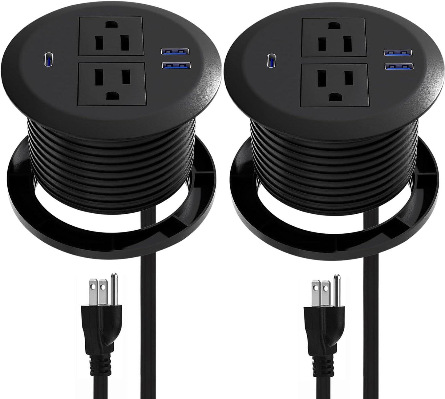 2 Ojales Alimentación USB-C 3pulg 3 USB 2 CA Negro