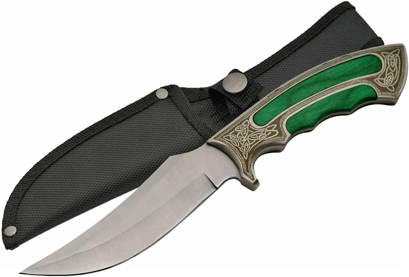 Cuchillo campamento 10pulg acero inox mango madera funda