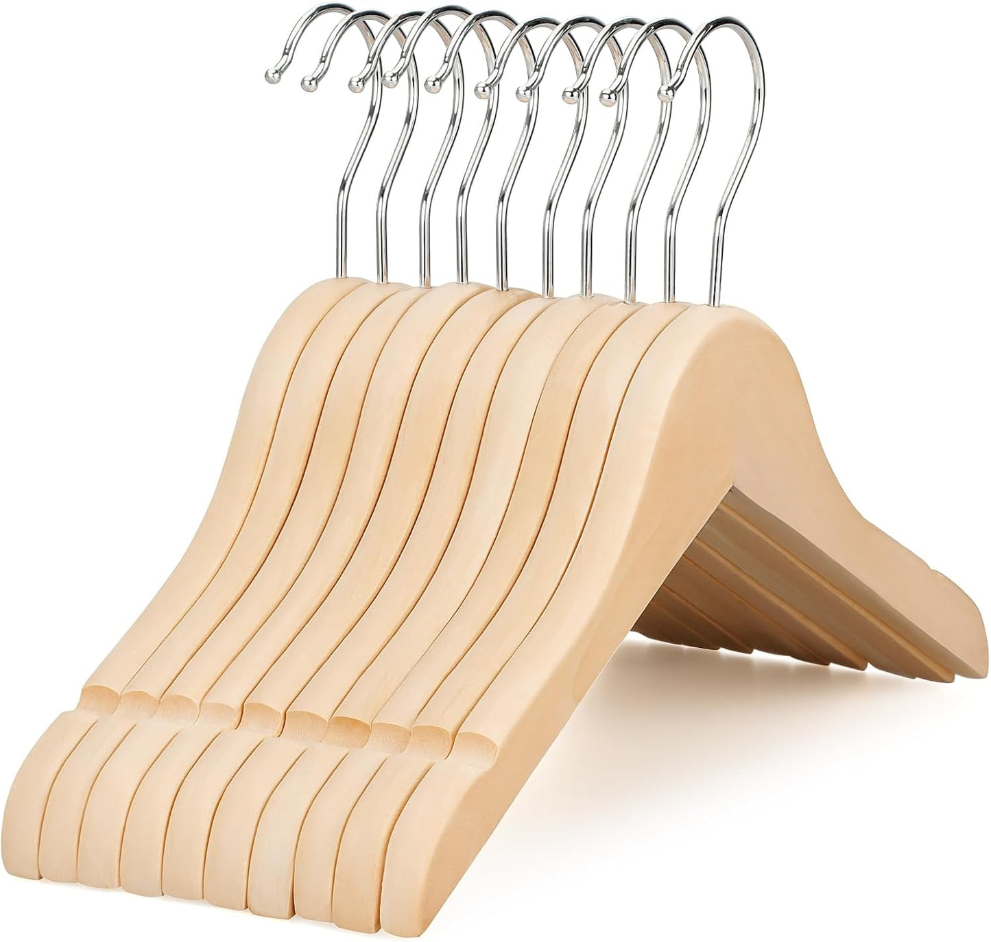 Perchas madera natural para niños pack 10