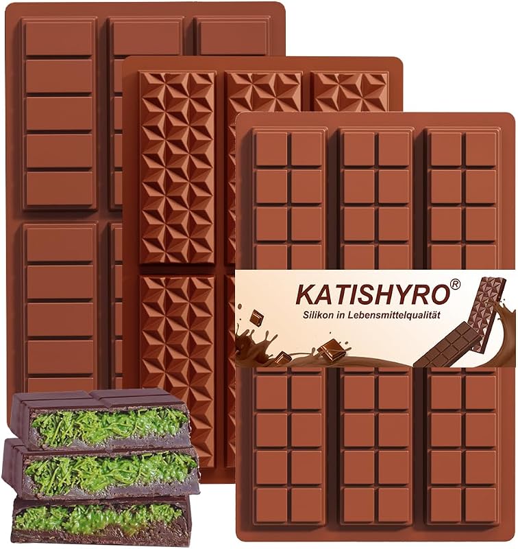 3 Moldes Silicona Chocolate 6 Cavidades Antiadherente Dubai Bar