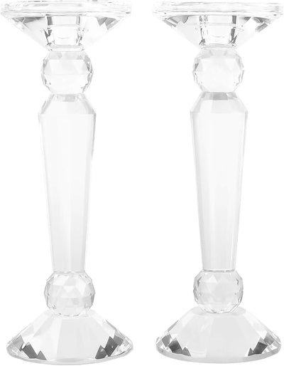 2 Portavelas Cristal Cónica para Mesa Decoración 10.6pulg