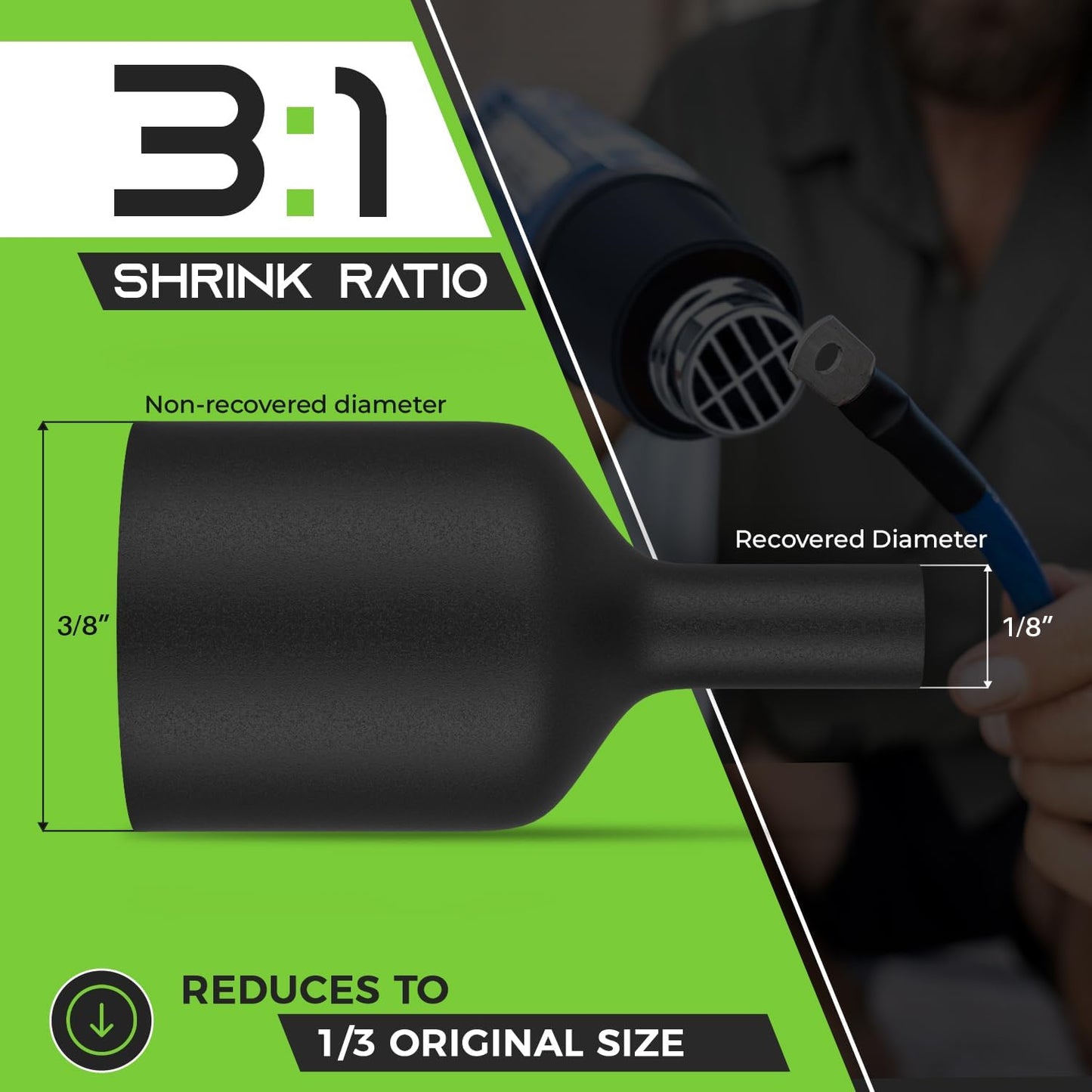 Tubo termorretráctil 3/8pulg 50ft doble pared impermeable barco