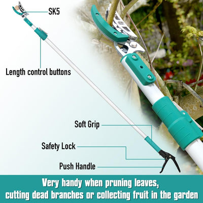 Podadora de árboles extensible 5.91-9.84pies 4 nodos ergonómica