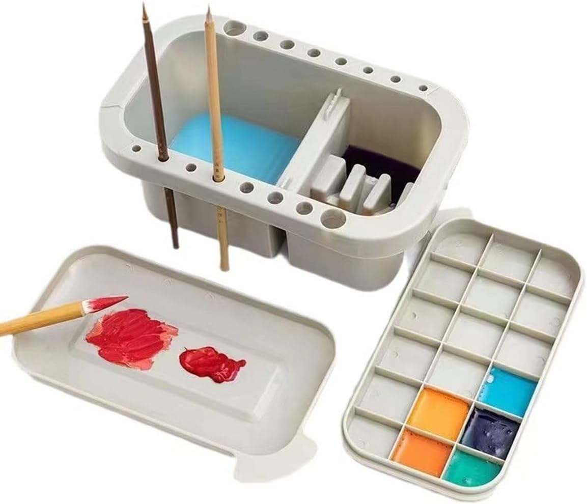 Limpiador pinceles multifunción soporte lavadora paleta acrílico