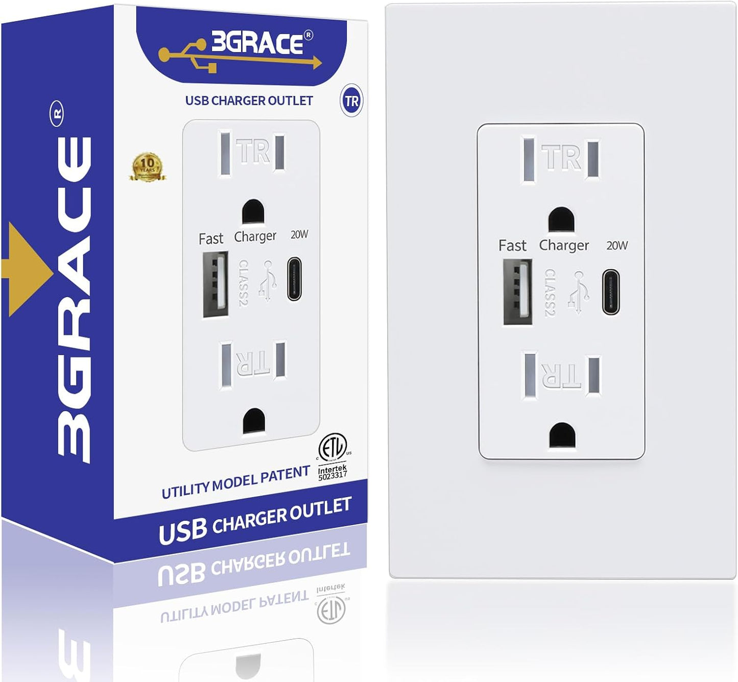 Toma corriente USB pared con puertos USB C 4.2A 15A resistente